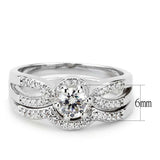 Alamode Rhodium Brass Ring with AAA Grade CZ in Clear - Alamode