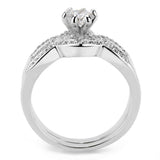 Alamode Rhodium Brass Ring with AAA Grade CZ in Clear - Alamode
