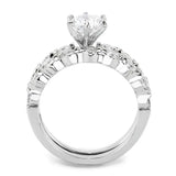 Alamode Rhodium Brass Ring with AAA Grade CZ in Clear - Alamode - Flyclothing LLC