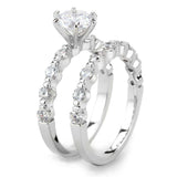 Alamode Rhodium Brass Ring with AAA Grade CZ in Clear - Alamode - Flyclothing LLC