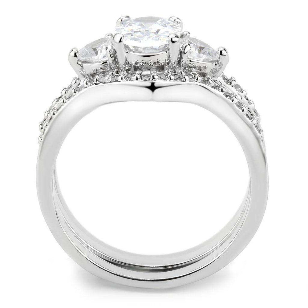 Alamode Rhodium Brass Ring with AAA Grade CZ in Clear - Alamode - Flyclothing LLC
