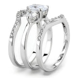 Alamode Rhodium Brass Ring with AAA Grade CZ in Clear - Alamode - Flyclothing LLC