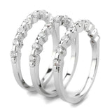 Alamode Rhodium Brass Ring with AAA Grade CZ in Clear - Alamode - Flyclothing LLC