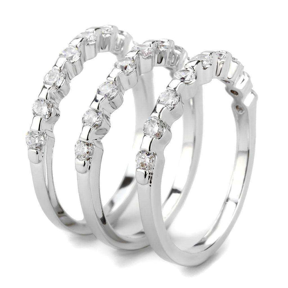 Alamode Rhodium Brass Ring with AAA Grade CZ in Clear - Alamode - Flyclothing LLC