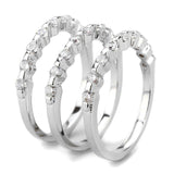 Alamode Rhodium Brass Ring with AAA Grade CZ in Clear - Alamode - Flyclothing LLC