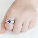 Alamode Rhodium Brass Ring with AAA Grade CZ in London Blue - Alamode - Flyclothing LLC