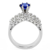 Alamode Rhodium Brass Ring with AAA Grade CZ in London Blue - Alamode