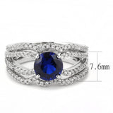Alamode Rhodium Brass Ring with AAA Grade CZ in London Blue - Alamode