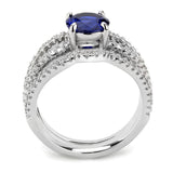 Alamode Rhodium Brass Ring with AAA Grade CZ in London Blue - Alamode