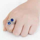 Alamode Rhodium Brass Ring with AAA Grade CZ in London Blue - Alamode