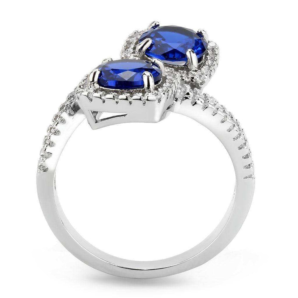 Alamode Rhodium Brass Ring with AAA Grade CZ in London Blue - Alamode - Flyclothing LLC