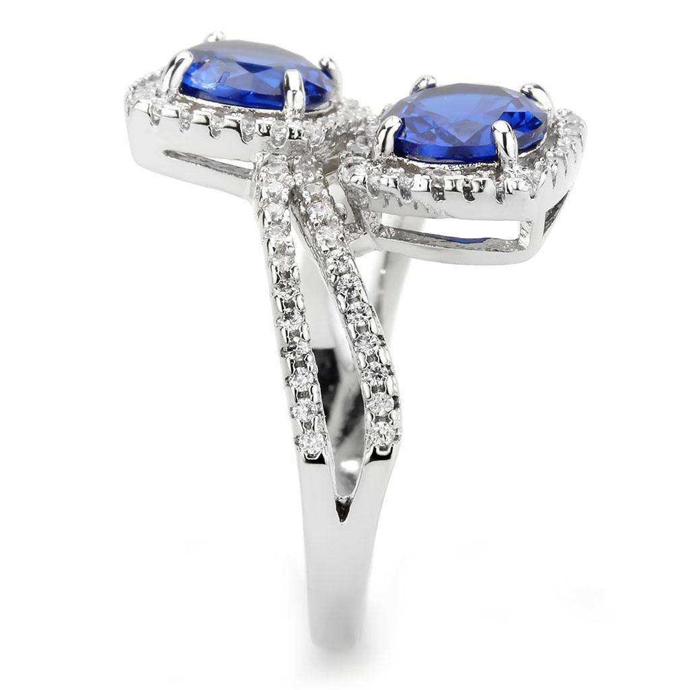 Alamode Rhodium Brass Ring with AAA Grade CZ in London Blue - Alamode - Flyclothing LLC