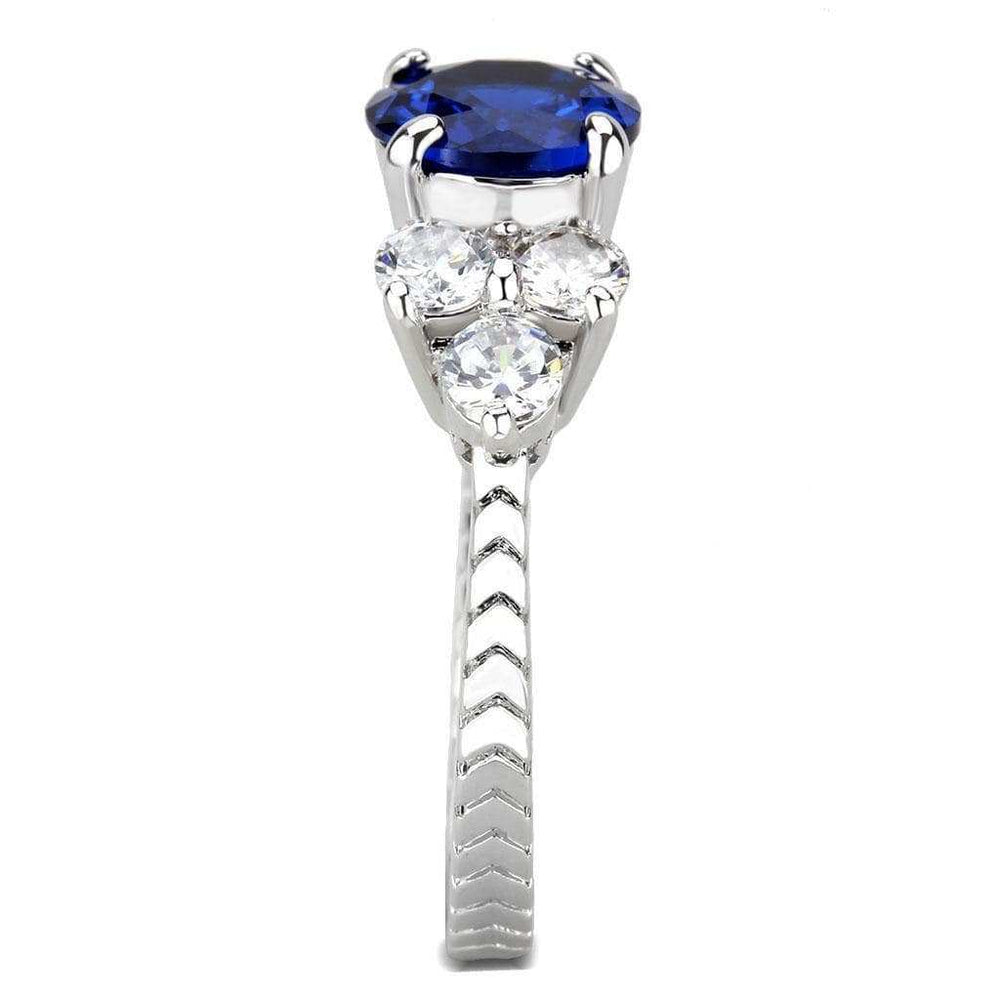 Alamode Rhodium Brass Ring with AAA Grade CZ in London Blue - Alamode - Flyclothing LLC