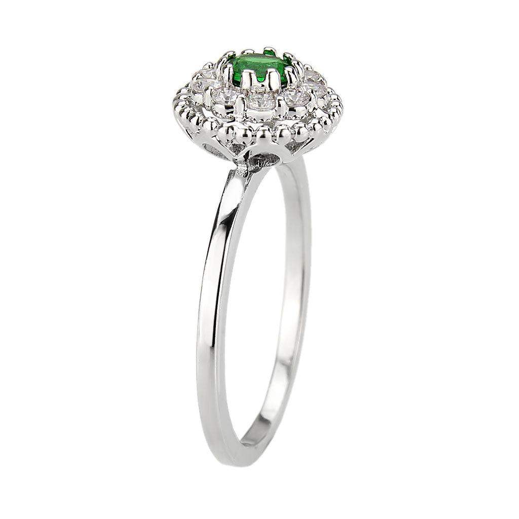Alamode Rhodium Brass Ring with Synthetic in Emerald - Alamode - Flyclothing LLC