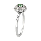 Alamode Rhodium Brass Ring with Synthetic in Emerald - Alamode