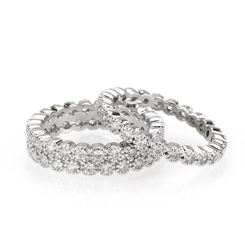 Alamode Rhodium Brass Ring with AAA Grade CZ in Clear - Alamode - Flyclothing LLC