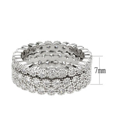 Alamode Rhodium Brass Ring with AAA Grade CZ in Clear - Flyclothing LLC