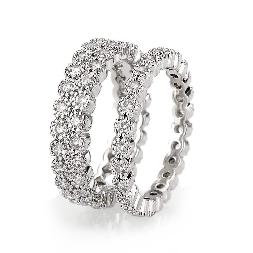Alamode Rhodium Brass Ring with AAA Grade CZ in Clear - Alamode - Flyclothing LLC