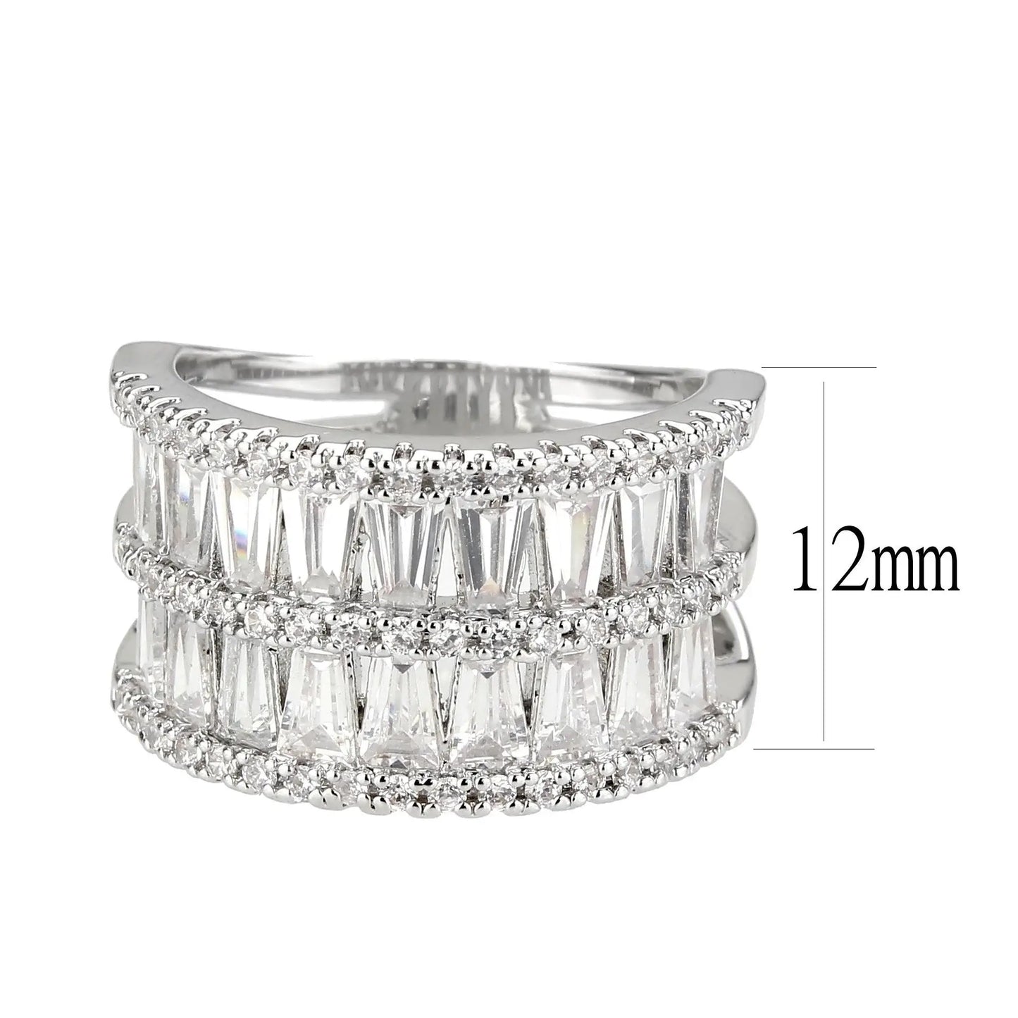 Alamode Rhodium Brass Ring with AAA Grade CZ in Clear - Alamode - Flyclothing LLC