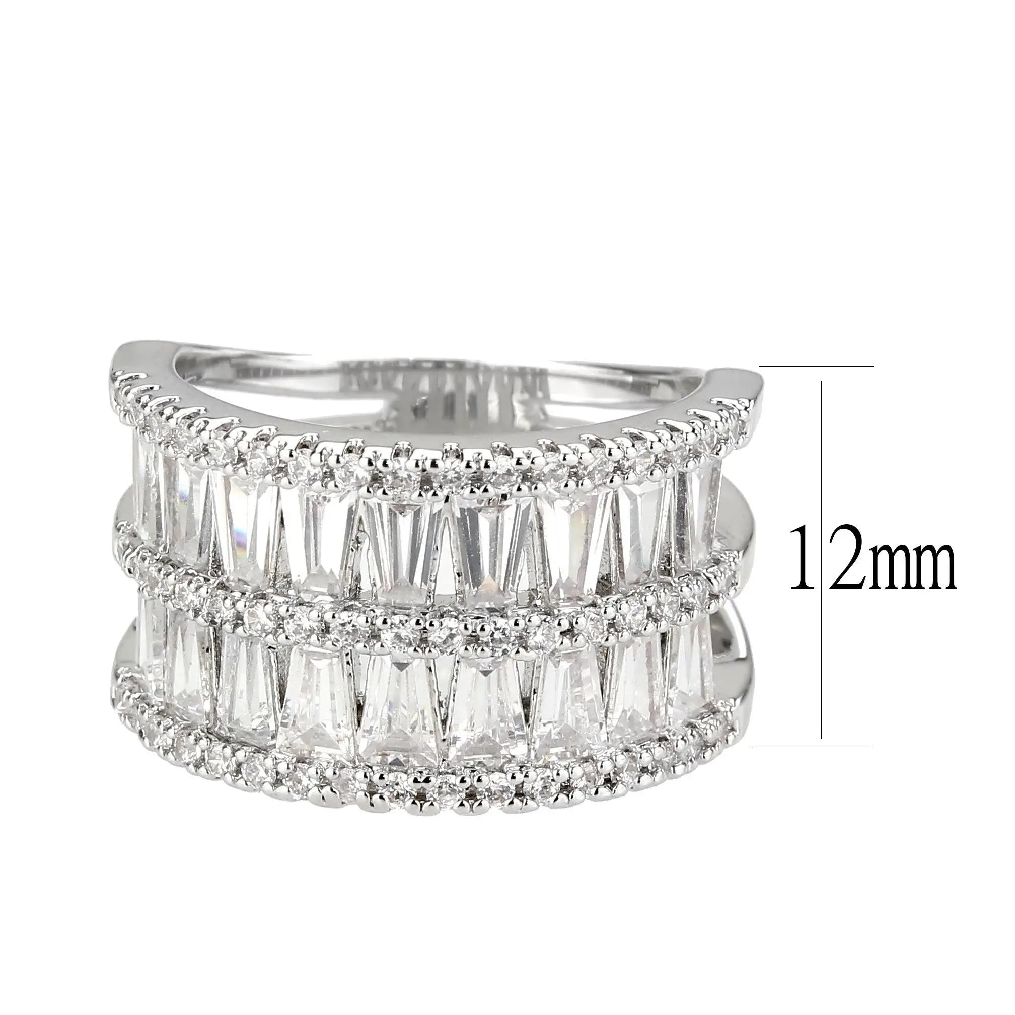 Alamode Rhodium Brass Ring with AAA Grade CZ in Clear - Alamode - Flyclothing LLC