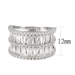 Alamode Rhodium Brass Ring with AAA Grade CZ in Clear - Alamode