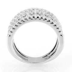 Alamode Rhodium Brass Ring with AAA Grade CZ in Clear - Alamode