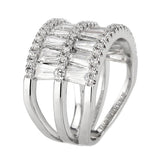 Alamode Rhodium Brass Ring with AAA Grade CZ in Clear - Alamode