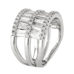 Alamode Rhodium Brass Ring with AAA Grade CZ in Clear - Alamode