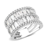 Alamode Rhodium Brass Ring with AAA Grade CZ in Clear - Alamode