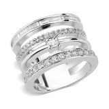 Alamode Rhodium Brass Ring with AAA Grade CZ in Clear - Alamode - Flyclothing LLC