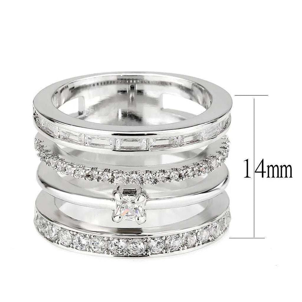 Alamode Rhodium Brass Ring with AAA Grade CZ in Clear - Alamode - Flyclothing LLC