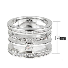 Alamode Rhodium Brass Ring with AAA Grade CZ in Clear - Alamode