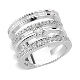Alamode Rhodium Brass Ring with AAA Grade CZ in Clear - Alamode