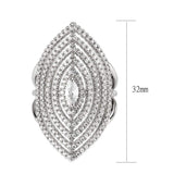 Alamode Rhodium Brass Ring with AAA Grade CZ in Clear - Alamode - Flyclothing LLC