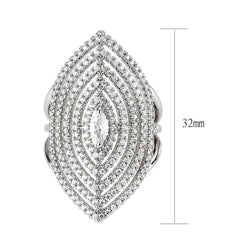 Alamode Rhodium Brass Ring with AAA Grade CZ in Clear - Alamode