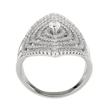 Alamode Rhodium Brass Ring with AAA Grade CZ in Clear - Alamode