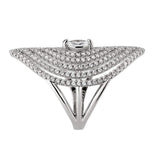 Alamode Rhodium Brass Ring with AAA Grade CZ in Clear - Alamode - Flyclothing LLC