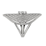 Alamode Rhodium Brass Ring with AAA Grade CZ in Clear - Alamode