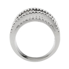 Alamode Rhodium Brass Ring with AAA Grade CZ in Clear - Alamode