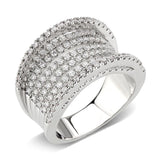 Alamode Rhodium Brass Ring with AAA Grade CZ in Clear - Alamode
