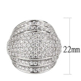 Alamode Rhodium Brass Ring with AAA Grade CZ in Clear - Alamode - Flyclothing LLC