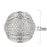 Alamode Rhodium Brass Ring with AAA Grade CZ in Clear - Alamode
