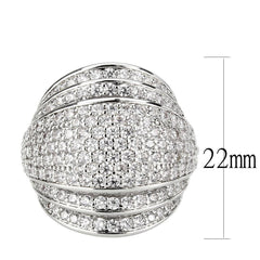 Alamode Rhodium Brass Ring with AAA Grade CZ in Clear - Alamode