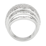 Alamode Rhodium Brass Ring with AAA Grade CZ in Clear - Alamode