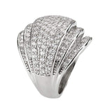 Alamode Rhodium Brass Ring with AAA Grade CZ in Clear - Alamode - Flyclothing LLC