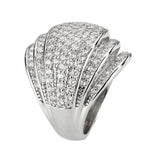 Alamode Rhodium Brass Ring with AAA Grade CZ in Clear - Alamode