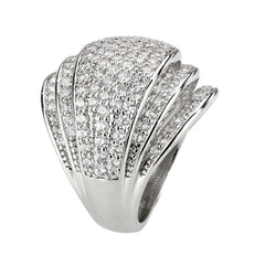 Alamode Rhodium Brass Ring with AAA Grade CZ in Clear - Alamode