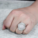 Alamode Rhodium Brass Ring with AAA Grade CZ in Clear - Alamode - Flyclothing LLC