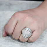 Alamode Rhodium Brass Ring with AAA Grade CZ in Clear - Alamode - Flyclothing LLC