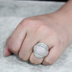 Alamode Rhodium Brass Ring with AAA Grade CZ in Clear - Alamode